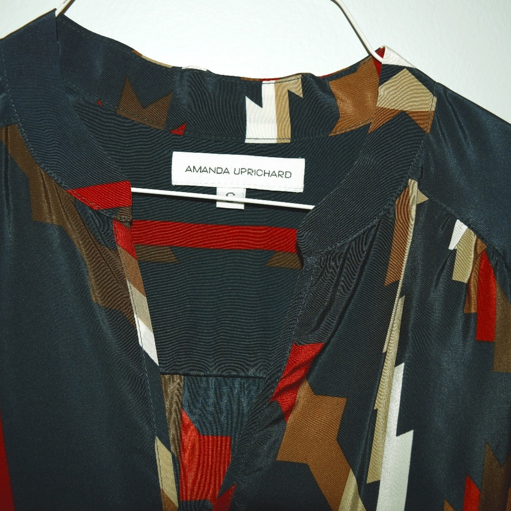 Amanda Uprichard Silk Peasant Top